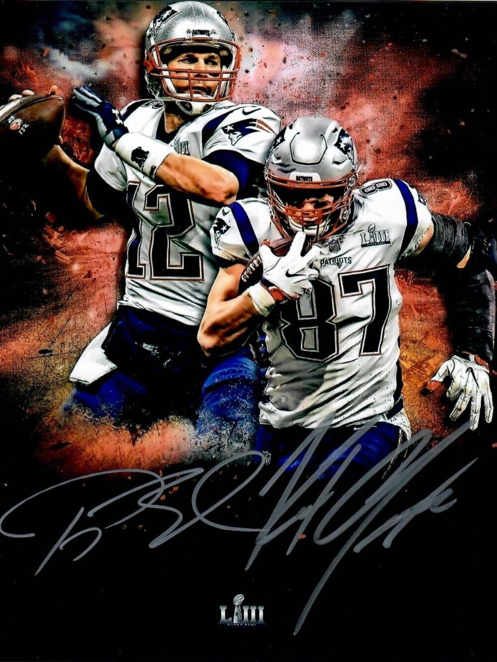 NFL New England Patriots Tom Brady Rob Gronkowski Signed 8X10 Photo